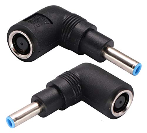 90 Degree Laptop Power Adapter 90 Degree DC 7.4mm x 5.0mm Female to 4.5mm x3.0mm Male Charging DC Power Converter for HP Notebook Adapter Replacement Power Adapter (2Pack) - color: Adapter