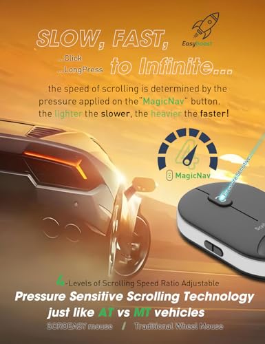 Pressure-Sensitive Infinite Free-Scroll Mouse | Small, Slim & Silent | 4000 DPI | Tri-Mode (Dual Bluetooth/2.4G/USB Wired) | Mini Portable Wireless Travel Mouse for Laptop, MacBook, iPad, PC - color: White