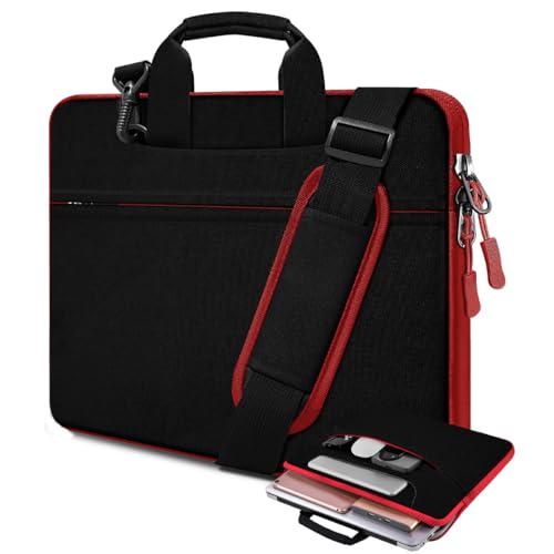 Laptop Case 15 inch Shoulder Bag Compatible with MacBook Air 15 M4 A3241 M3 A3114 M2 A2941 2025 2024 2023, XPS 15, HP Dell ASUS Lenovo and Most 15 inch Notebooks,Black red - color: Black Red, size: 15"