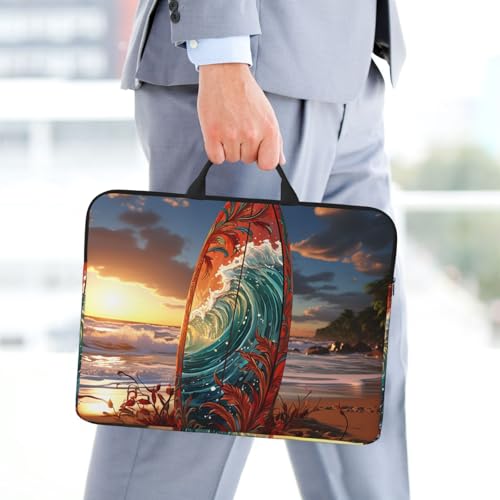 14 inch Laptop Sleeve with Handle Shockproof Laptop Bag Waterproof Computer Cover Bag Colorful Surfboard Briefcase