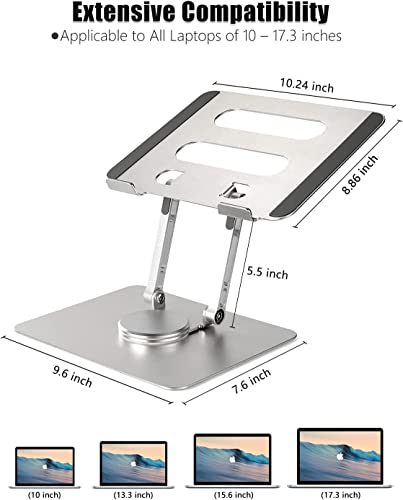 Vortex D086-Grey Laptop Stand Ultimate Cutting-Edge Durable Convenient Secure Cooling Aluminum 360-degree Effortlessly Rotating Innovative Design Comfort and Flexible (Grey)