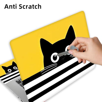 Aesthetic Laptop Skin Cover,12-15.6 Inch Universal Vinyl Sticker Decal,Waterproof Scratch-Resistant Notebook Wrap,Removable Residue-Free Protector,Black Cat Peek - color: Black Cat Peek