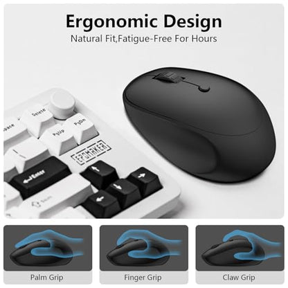 Wireless Mouse for Laptop,2.4GHz Computer Mouse with USB A Receiver,4 Buttons Bluetooth Mice Gaming Mice Silent Ergonomic Cordless 1200/1600/2400 DPI for Chromebook PC Laptop MacBook iPad Windows Dell