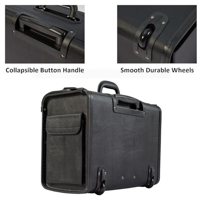 HAMMER ANVIL 19 Wheeled Briefcase Rolling Case Sales Sample Pilot Lawyer Attache - color: Black Leatherette
