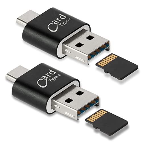 [2 Pack] Micro SD Card Reader for Android Phone,Micro SD Card to USB Adapter, Mini USB C Card Reader for Camera Memory Card Reader, Wansurs Card Reader for PC and Android Phone