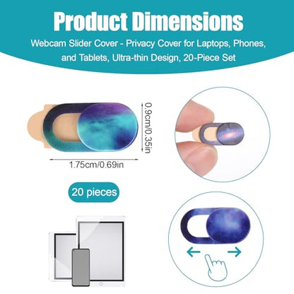 20pcs Webcam Cover Slides, Ultra-Thin Colorful Camera Privacy Covers Protect Privacy & Security Starry Sky Front Camera Slim Protector Cover Slider for Laptop Desktop Phone Tablet Accessories