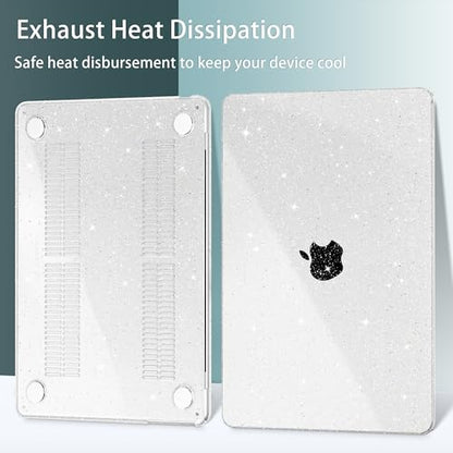 May Chen Case for MacBook Air 13/13.6-inch (M5/M4/M3/M2, 2022-2026 Models A3449 A3240 A3113 A2681), Lightweight | Closes Seamlessly | Ideal for Work Hard Shell Case, Clear Glitter - color: Clear Glitter