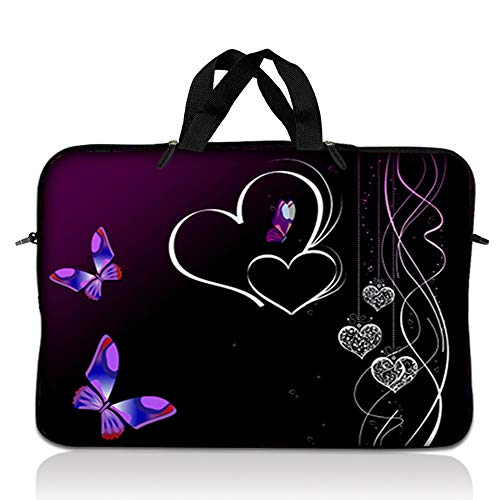 LSS 10.2 inch Laptop Sleeve Bag Compatible with Acer, Asus, Dell, HP, Sony, and More | Carrying Case Pouch w/Handle, Butterfly Heart Floral - color: Butterfly Heart Floral, size: 8 in -10.2 in