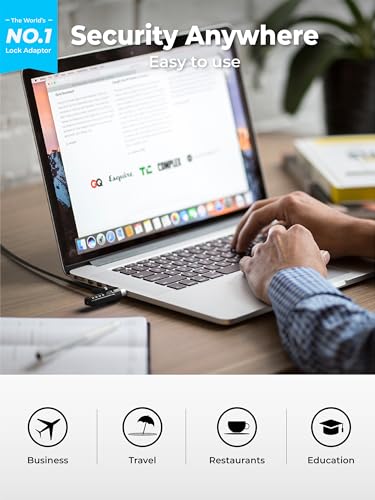 Laptop Lock Adapter for Security Lock | Adds Security Slot To Any Laptop inc MacBook | Use With Standard T-Shaped Bar Cable Locks | No Adhesive Needed