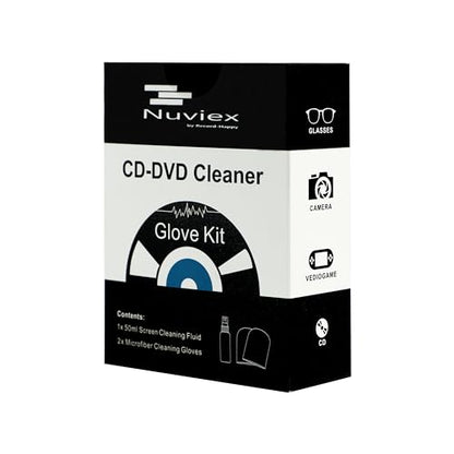 Premium CD Cleaner Cloth Kit - Compact Disc CD-DVD Cleaning Fluid and Microfiber Towel Anti-Static Glove Set