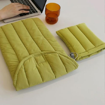 Puffy Laptop Sleeve 15-16 Inch, Soft Laptop Case, Green Set | Compatible with 15-16 Inch Macbook Pro/Air, Asus/Dell Xps/Lenovo Laptops, Protective Carrying Bag for Women and Men - color: Green Set, size: 15/16