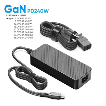 48V 5A 240W USB C GaN PD3.1 36V 5A 180W Power Supply with Detachabble USB- C Cable for NVIDIA DGX Spark/Asus Ascent GX10 Desktop AI Computer, Framework Laptop 16(2025), Thunderbolt 5 AI PC Gaming