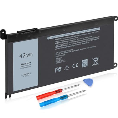 42Wh WDX0R Laptop Battery for Dell Inspiron 15 7579 7569 5578 5565 5567 | 5568 5570 5775 5579 7560 7570,13 5378 5368 7375 7368 7378,17 5765 5767 5770 Series P69G001 P58F P58F001 P75F P66F P69G 3CRH3 - size: 8*4.5*0.25inch WDX0R