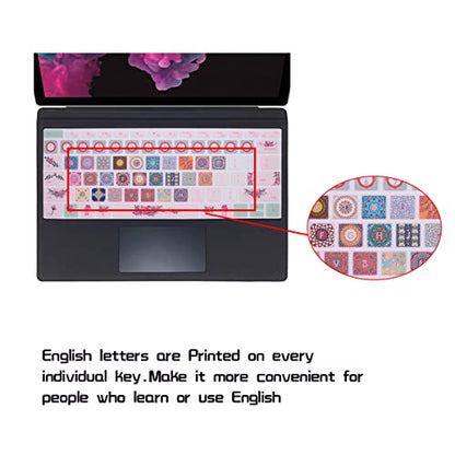 HRH English Silicone Keyboard Cover Skin for Microsoft Surface Pro | With Surface Pro 4, Pro 5 2017, Pro 6 2018, Pro 7 2019,12.3-inch Surface Pro 6,Dustproof,Soft-Touch,Ultra Thin,Ethnic Pattern - color: Ethnic pattern