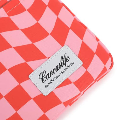 Canvaslife Pattern 13 inch Canvas Laptop Sleeve with Pocket 13 inch 13.3 inch Laptop 13 case13 Sleeve (Pink Check) - color: Pink Check, size: 13 inch/13.3 inch