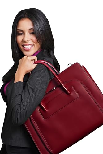 McKlein LAKE FOREST, 15" Leather Business Women Laptop/Tablet Briefcase Bag/Leather Case, Computer Travel Case, Laptop Professional Shoulder Bag - color: Red