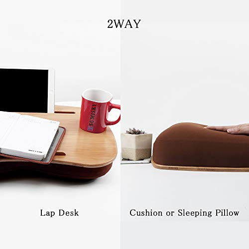 SUMISKY Lap Desk-Portable Laptop Table with Bamboo Platform Phone Holder (M(18.5"x11.8")) - size: M(18.5"x11.8") without Additional Accessories