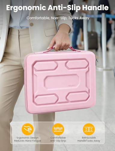 DOMISO Laptop Hard Case 17-17.3 inch Waterproof Shockproof Hard Shell Laptop Sleeve with Handle & Storage Pocket, Compatible with MacBook, HP, Dell,Pink - color: Pink, size: 17.3 inch