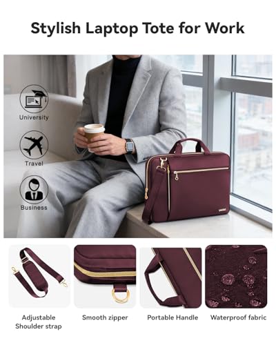 Laptop Bag Case for Women Men Messenger Briefcase Bag, 15.6 16 Inch | Compatible with MacBook Pro M5/HP OmniBook Omen Envy/Dell Pro Inspiron/Lenovo Yoga IdealPad, Carrying Computer Bag, Red - color: Wine Red, size: 15.6 inch
