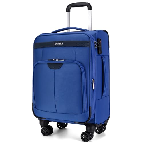 Carry On Luggage 22x14x9 Airline Approved with Wheels Softside Expandable Luggage Suitcase with TSA Lock-Blue - color: Blue, size: Carry-on 20 inch