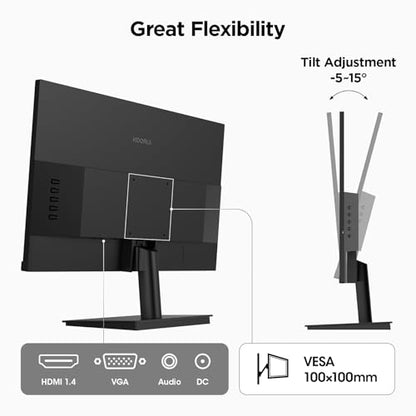 KOORUI 24 Inch Gaming Monitor 144Hz Full HD 1920 x 1080p IPS Ultra-Slim Display with HDMI VGA, Adaptive Sync, 99% SRGB, VESA 100x100mm, Eye Care, Tilt, HDMI 2.0, Black, E2411K - size: 24"/144Hz/FHD