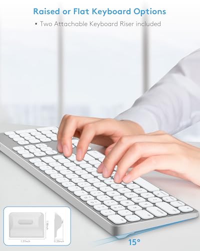 9H Aluminum USB Wired Keyboard with Numeric Keypad for Mac & PC | Compatible with Mac Pro, Mini, iMac, MacBook Pro/Air, Laptops and PC Computers - color: Silver