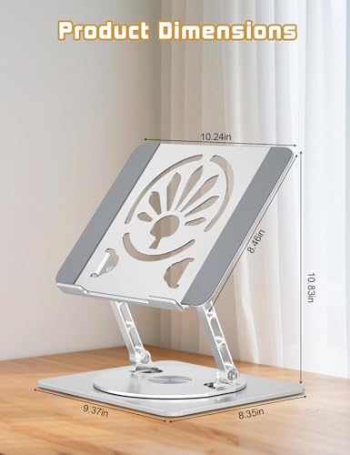 Adjustable Laptop Stand for Desk-360° Rotating Foldable Laptop Holder Ergonomic Laptop Riser for MacBook Pro/Air Dell HP Lenovo Notebook up to 16.3",Silver - color: Silver