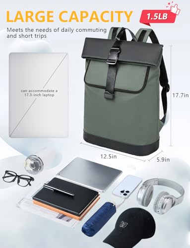 Lightweight Laptop Backpack 17Inch for Women & Men Professional Business Computer Bag with Back Cushioning Carry on Waterproof Travel Computer Backpack Resistant Travel Work Citywalk Green - color: Green