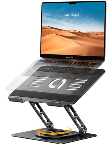 Lamicall Adjustable Laptop Stand for Desk 360° Rotating Base for 10-17.3'' | Aluminum Laptop Riser, Ergonomic Computer Stand Foldable Protable fits MacBook Neo Air Pro Dell HP Lenovo Office Home Black - color: Black