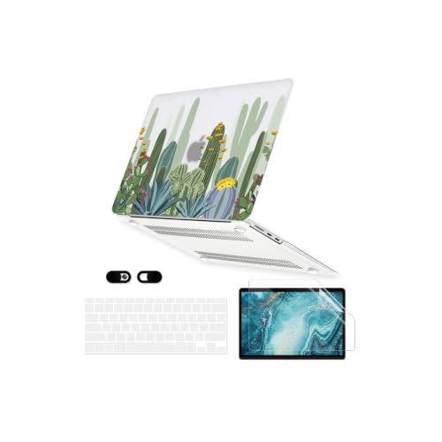 Case for MacBook Air 13 inch A1466 A1369 2010-2017 Release, 5 in 1 Matte Clear Hard Shell&Keyboard Cover&Screen Protector&Webcam Cover Compatible with Older Version Air 13.3, Cactus - color: Z Light Green