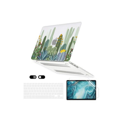 Case for MacBook Air 13 inch A1466 A1369 2010-2017 Release, 5 in 1 Matte Clear Hard Shell&Keyboard Cover&Screen Protector&Webcam Cover Compatible with Older Version Air 13.3, Cactus - color: Z Light Green