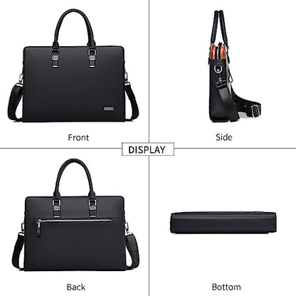 FSD.WG]Business Bag Leather Briefcase Shoulder Laptop Business Bag for Men - color: Black(xl)