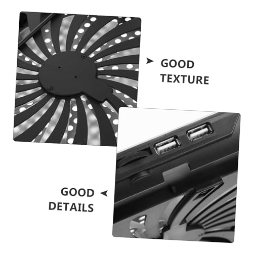 Aluminum Alloy Laptop Cooling Pad with Dual USB Ports Quiet Thin Notebook Cooler Stand for Laptops Up to Ergonomic Angles Skid-Resistant Computer Fan Support Frame in Silver