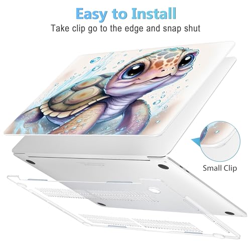 Mektron Case for MacBook Pro 16 Inch A2141 Cover 2019 Release 16" with Liquid Retina Display/Touch ID, Plastic Hard Shell with Keyboard Skin & Screen Protector & Dust Plug, Cute Turtle - color: Cute Turtle