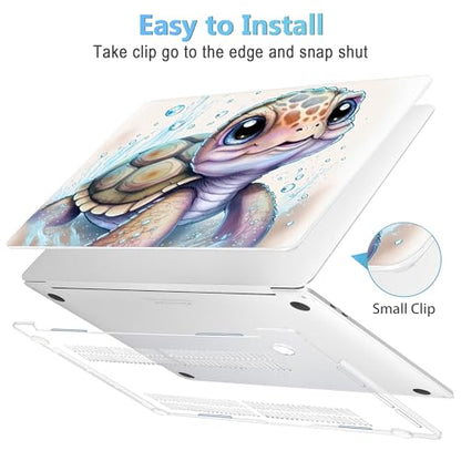 Mektron Case for MacBook Pro 16 Inch A2141 Cover 2019 Release 16" with Liquid Retina Display/Touch ID, Plastic Hard Shell with Keyboard Skin & Screen Protector & Dust Plug, Cute Turtle - color: Cute Turtle