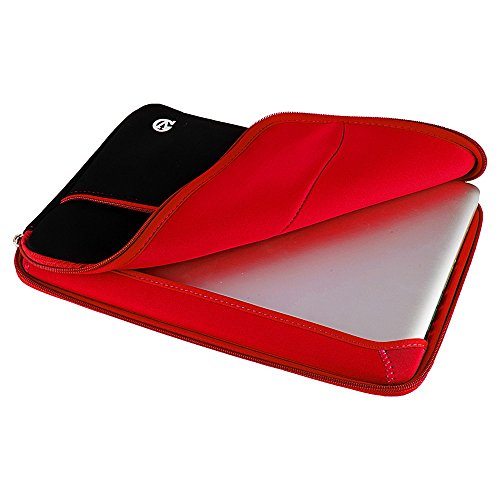 Neoprene Laptop Case | Lightweight Travel Protection | 13" Notebook Compatible Water Resistant Tech Sleeve (Red) - color: Black/Red