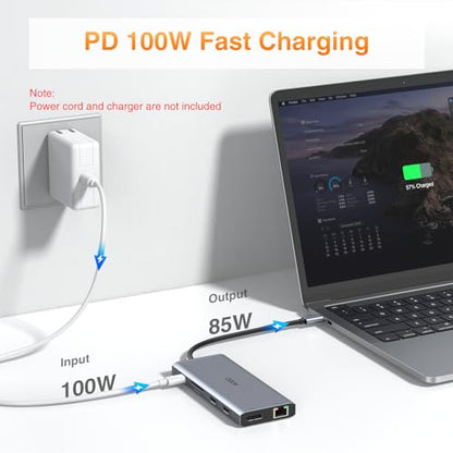 USB C Docking Station Dual Monitor for Dell HP Laptop USB Hub for Laptop | Docking Station Dual Monitor HDMI Adapter USB C Dongle with 2 HDMI DP 5 USB Ports 100 W PD SD TF Ethernet Audio