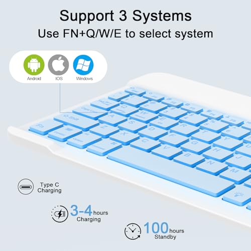 Wireless Keyboard And Mouse Combo, Rechargeable Bluetooth Keyboard & Mouse with 7 Color Backlit and 2.4 GHz Wireless USB Receiver, Compatible with Phone, iPad, PC, Laptop, Windows/iOS/Android, Blue - color: Blue+Backlight