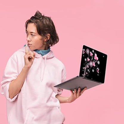 Laptop Skin Sticker,13.3 14 15 15.4 15.6 inch Laptop Skins,Universal Vinyl Decal,Dustproof Scratch Resistant Reusable Cover Protector with Free 2 Wrist Pads (Pink Love) - color: Pink Love