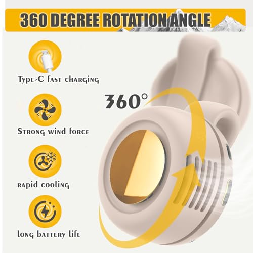 Portable Silent Mini Bladeless Electric fan Clip-On,3-Speed Rotatable Hands-FreeClip-On Fan for Shirt and Waist,Portable Mini Bladeless Fan Clip-On,For Outdoor & Travel & Office,Travel Accessories