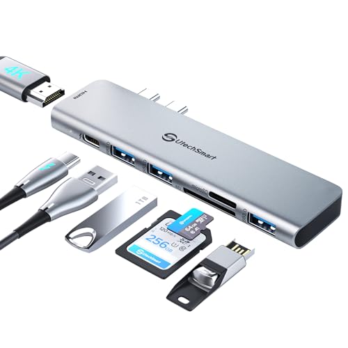 USB C Hub Adapter MacBook - UtechSmart 7 in 2 MacBook Pro/Air Accessories Multiport Adapter with Thunderbolt 3 Port, 100W PD 4K@30Hz, 40Gbps 4K HDMI, 3*USB3.0 Data Port SD and MicroSD Card Reader - color: Gray, size: 7 in 2