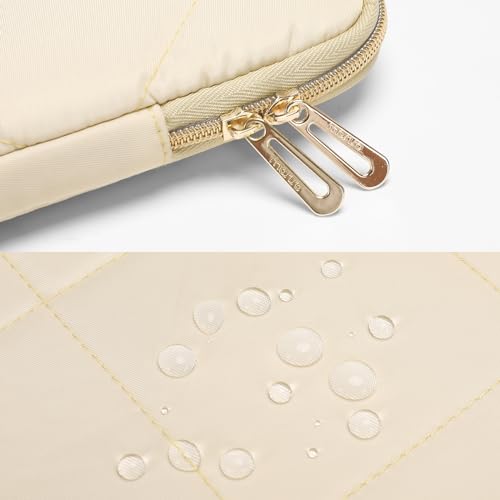 MOSISO 13-14 inch Laptop Case, 13.3 inch Laptop Sleeve, Sand | Compatible with MacBook Neo/Air 13.6/Pro 13/Pro 14, HP Dell ASUS Lenovo, Rhombus Quilted Horizontal Bag with Small Case - color: Sand