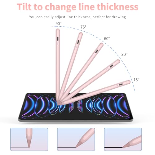 HZD Apple Pencil for iPad 2025-2018 Faster Charge Stylus Pen,Rose | with Tilt Sensitivity & Palm Rejection & Magnetic Compatible iPad 11/10/9/8/7/6, Pad Air 3/4/5, Pro 12.9"/11",Mini 6/5, M2/M4 - color: Rose Gold