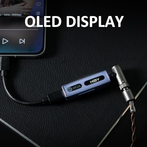 HiBy FC3 USB DAC with Display Hi-Res Audio 112mW Output Power Support PCM DSD MQA dongle for iPhone/MAC/Android/Windows(Purple) - color: Purple