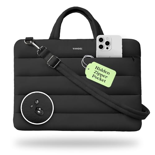 Vandel 15-16 inch Laptop Carrying Case Sleeve w. Strap, Shoulder Bag Handle | Fits Macbook Air 15, Macbook Pro 16 Carrying Case, 16 in Laptop Computer Bag for Women,15.6 in HP, Dell Messenger - color: 4. Black, size: 15-16 Inch
