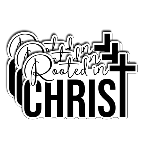 (3Pcs) Rooted in Christ Christian Faith Sticker Inspirational Bible Verse Quote Vinyl Waterproof Decal for Laptop Tumbler Journal Spiritual Gift for Women Men Teens Believers Size 1.8" x 3" - color: Rooted in Christ