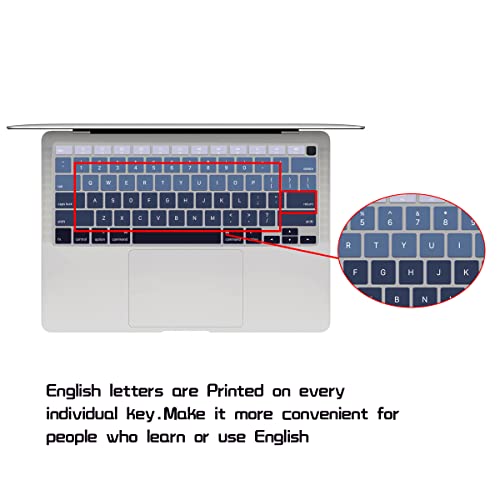 HRH English US Keyboard Cover Skin for MacBook Air 13 A2337 2020 | M1 Chip Processor with Touch ID,Precise Fit,Dust Proof,Waterproof,Durable,Smooth Touch,Keyboard Accessories,Ombre Grey - color: Ombre gray