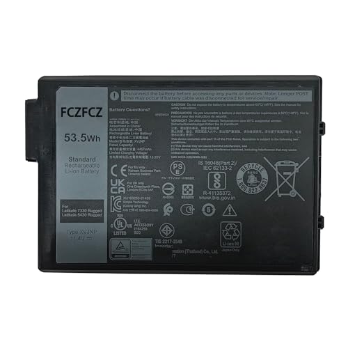 XVJNP Battery 53.5Wh 6JRCP 06JRCP M0TN3 0M0TN3 KD1CT 451-BCWQ 11.4V | Replacement for Dell Latitude 7330 5430 Rugged Extreme / Pro Rugged 13 RA13250 / 14 P148G P148G001 P149G series - size: 6.41*4.45*1.26 inch XVJNP