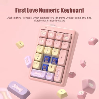 Wireless Number Pad Keyboard Mechanical Numpad Numeric Keypad for Laptop | Bluetooth Creamy 10 Key RGB Portable Cute Financial Accounting Rechargeable for Windows, PC, BT5.0/2.4G, Pink S21 - color: Pink