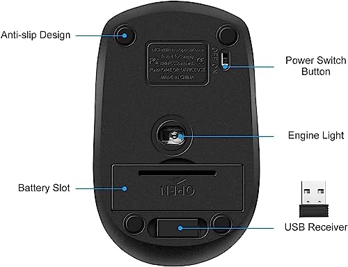 Guiheng Wireless Mouse, 2.4Ghz Wireless Mouse Computer Mouse 1200DPI,6 Buttons with Nano Receiver for Laptop,PC,Chromebook,Computer,Notebook,Office-10 Pack - color: 10 pack black